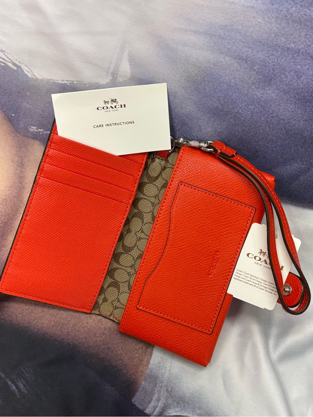 (new+tag) COACH Leather Wristlet Card Case with Signature Interior